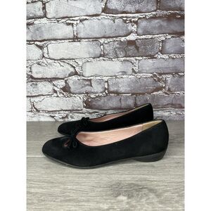 Amalfi Black Suede Leather Bow Cut Pump Hidden Heel Flats Women Sz 6M US/36.5EU